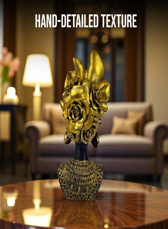Bianco Golden Butterfly Goddess Bust Polyresin Showpiece 26 cm African Queen Figurine Black & Gold Statue for Home Decor Living Room Office Table Gift | Tabletop Decorative Showpiece - Image 4